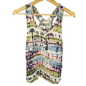 Pink Rose Tie-Dye Racerback Tank in Pink, Blue & Olive